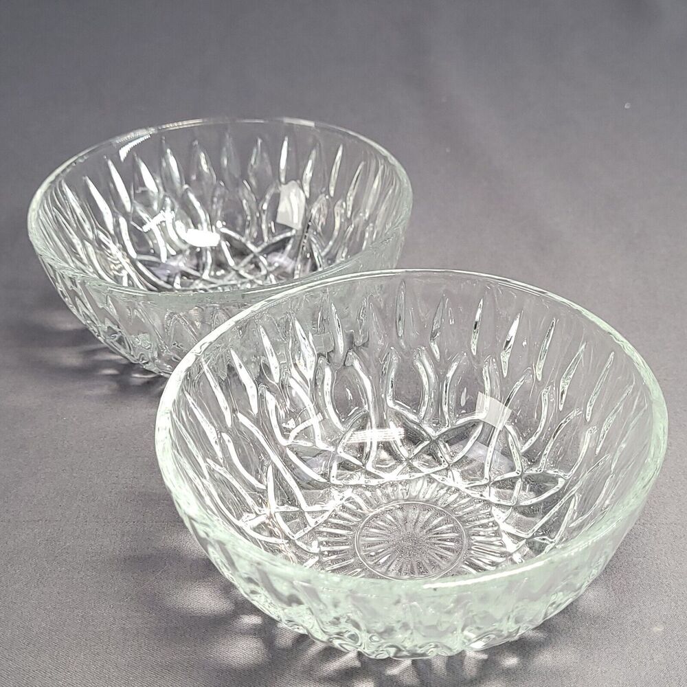 Crystal clear Loeb Pattern nut/candy dishes 2x4.5" set of 2